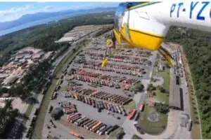 Helicóptero da Polícia Rodoviária Federal esteve no Pátio de Triagem