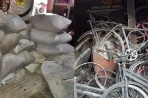 Produtos suspeitos de serem de vazada muito entulho e sujeira foram encontrados no local