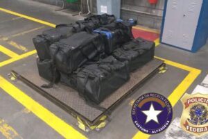 254 quilos de cocaína foram encontrados em carga de bobinas de papel