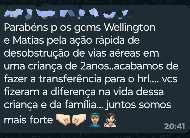 Mensagem agradecimento