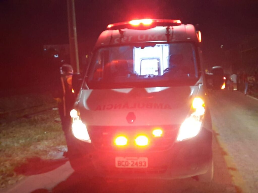 ambulância, a noite, carro, viatura