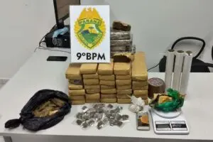 37 tabletes de maconha, além de porções de cocaína e balanças de precisão foram apreendidas