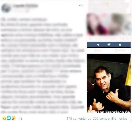 Denúncia sobre abuso sexual foram reveladas em rede social horas antes do crime