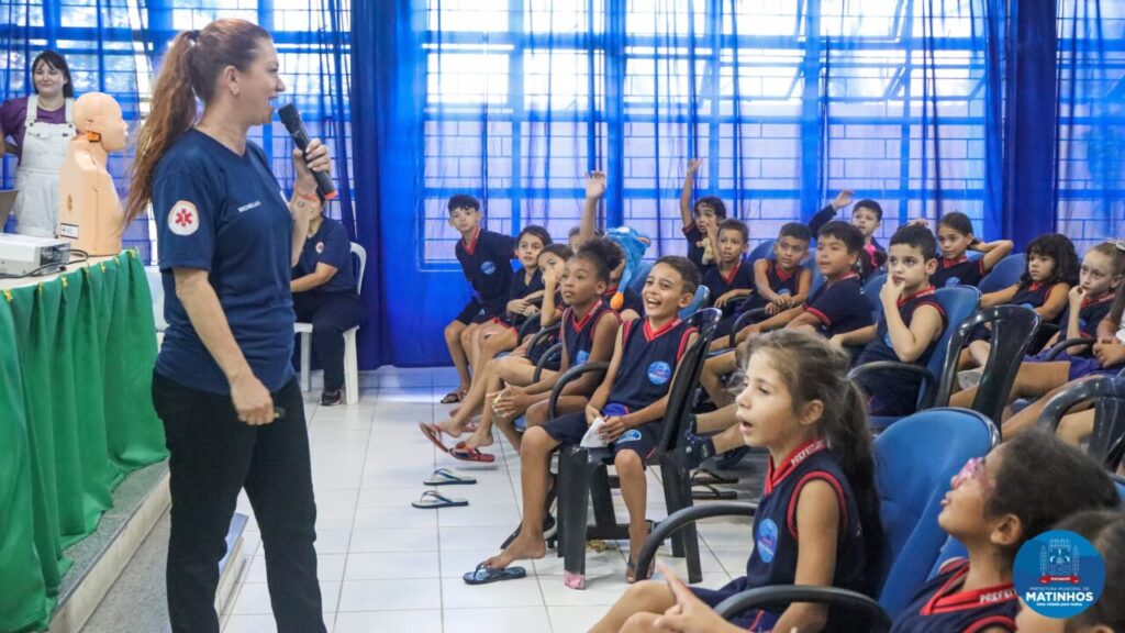Primeira escola a receber o Samuzinho foi a municipal Francisco dos Santos, em Matinhos. Foto: Prefeitura de Matinhos