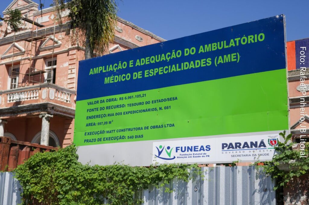 Obras do Ambulatório Médico de Especialidades (AME) e da Maternidade Maria de Lourdes Elias Nunes avançam em Paranaguá