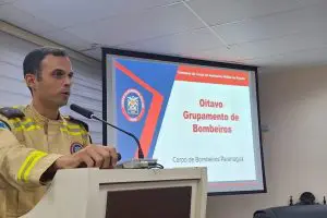 Capitão Everton Soares de Oliveira, comandante do 1º Subgrupamento de Bombeiros, que abrange Paranaguá, Antonina, Morretes e Guaraqueçaba, anunciou treinamento. Foto: Câmara Municipal de Paranaguá