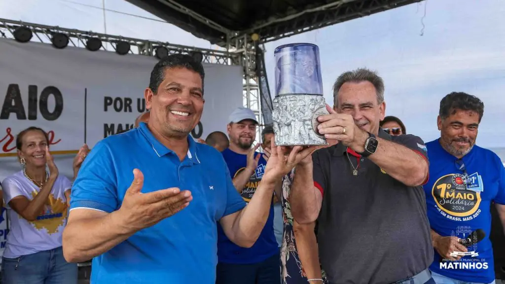 Ao lado do prefeito Zé da Ecler, Sérgio Butka, presidente da Força Sindical no Paraná. Foto: Divulgação
