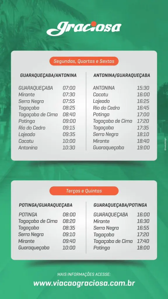 horarios viação graciosa