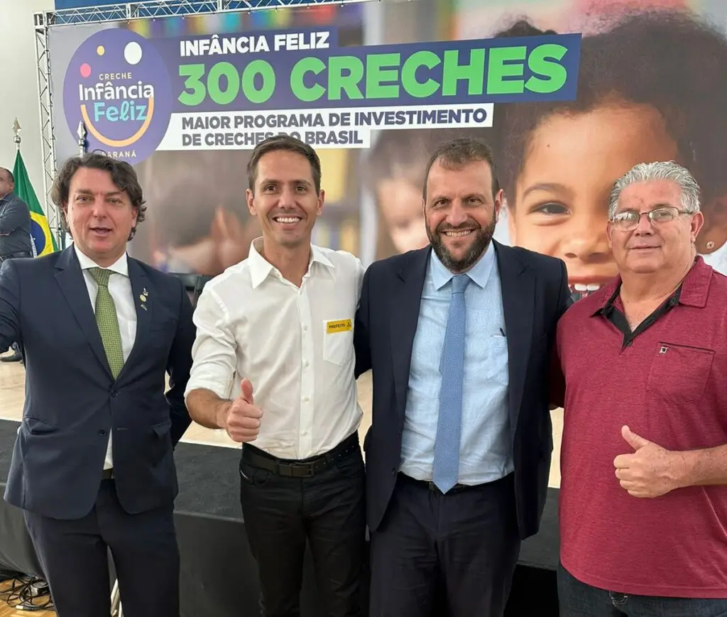 Prefeito de Pontal do Paraná, Rudão Gimenes, participou da reunião em Curitiba onde foi anunciado investimento estadual de R$ 1,3 milhão em novo CMEI. Foto: Prefeitura de Pontal do Paraná