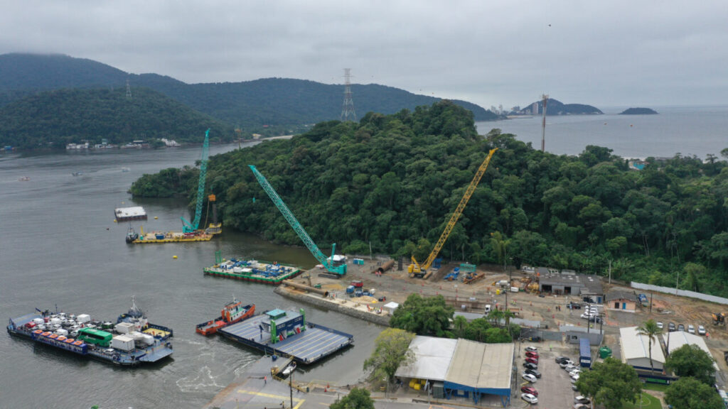 Obra da Ponte de Guaratuba deve ser concluída em abril de 2026. Foto: Gabriel Rosa/AEN