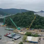 Obra da Ponte de Guaratuba deve ser concluída em abril de 2026. Foto: Gabriel Rosa/AEN