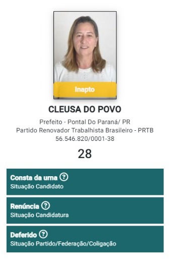 Cleusa do Povo vai aparecer nas urnas, mas os votos confiados a ela serão anulados (Foto: Reprodução/ TSE)