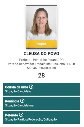 Cleusa do Povo vai aparecer nas urnas, mas os votos confiados a ela serão anulados (Foto: Reprodução/ TSE)