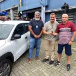 Adilson José foi o ganhador do automóvel Renault Kwid 0 km sorteado. Outros prêmios estavam disponíveis, como um barco e cinco bicicletas. Foto: Prefeitura de Paranaguá