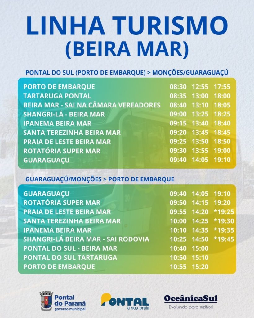 HORARIO LINHA TURISMO PONTAL