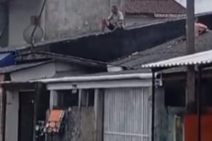 Homem morre após ser contido em telhado