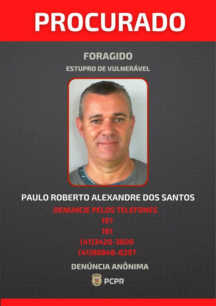 Foragido crimes sexuais Paranaguá 100