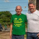 Nilton Hang, diretor da rede de lojas Havan, e Beto Bavaresco, diretor da rede supermercadista, visitaram as obras na quinta-feira (27). Foto: Prefeitura de Paranaguá