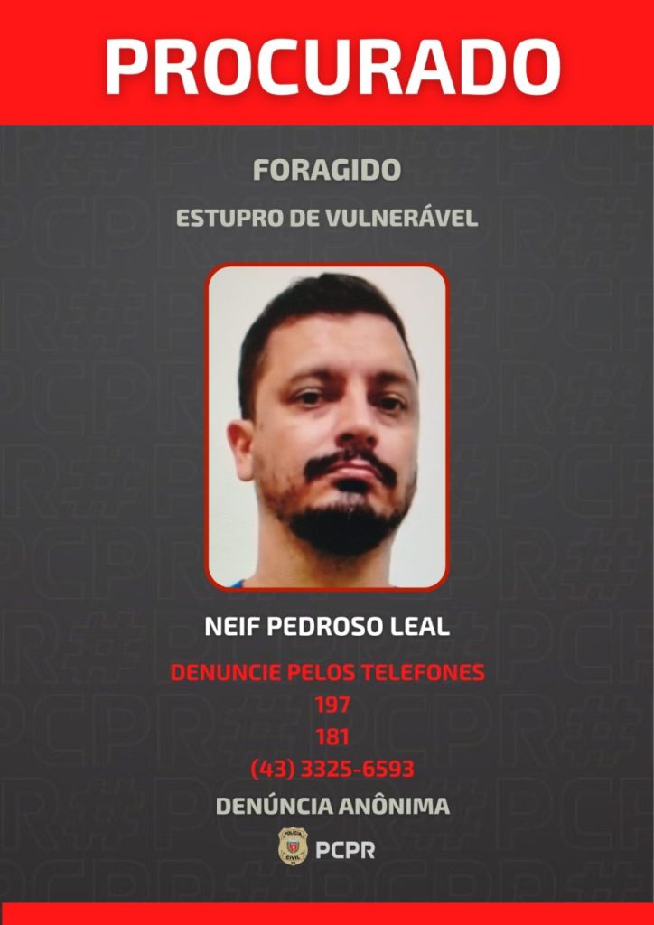 Foragido por estupro de vulnerável procurad pela polícia em Londrina