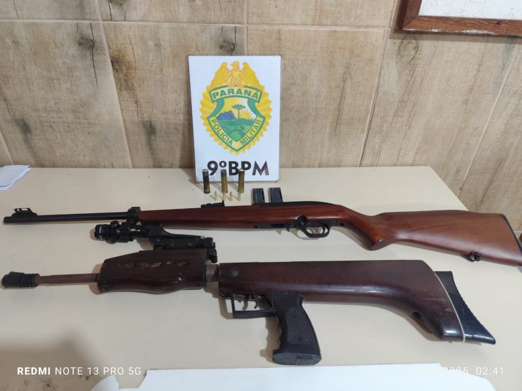 Apreensão de espingardas em ocorrência de violência doméstica