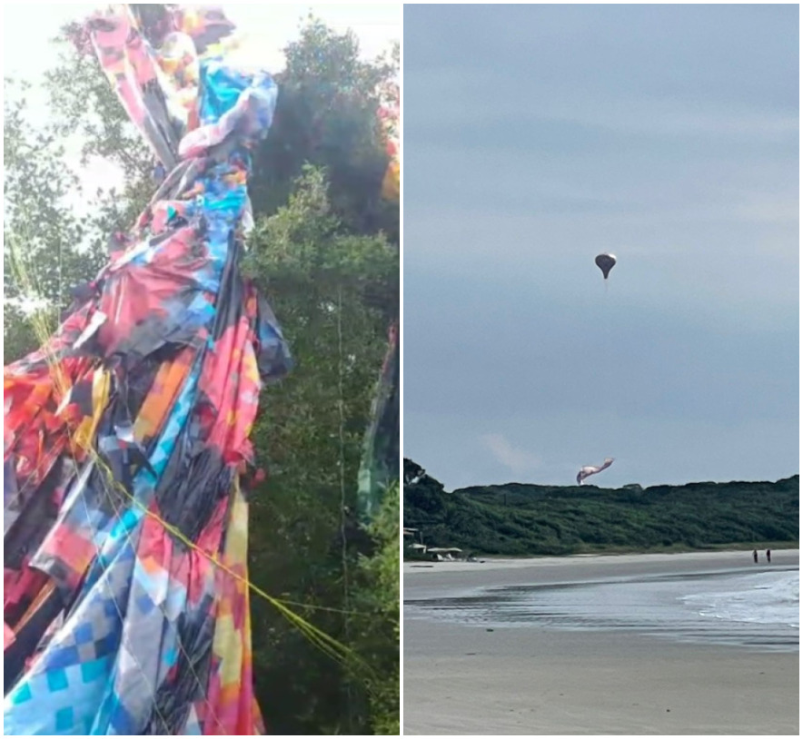 Um dos balões foi avistado na Ilha do Mel, e o outro caiu em uma região de mangue no Jardim Iguaçu.