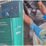 Máquina que transforma garrafas de vidro em areia está em operação na sede da Associação Municipal dos Agentes Ambientais de Matinhos (Amagem). Foto: Divulgação/Prefeitura de Matinhos Foto 2 – Cada máquina custa cerca de R$ 50 mil e são obtidas po