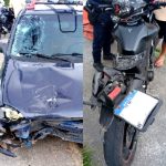 Motociclista fica ferido em acidente com carro próximo ao Aeroparque