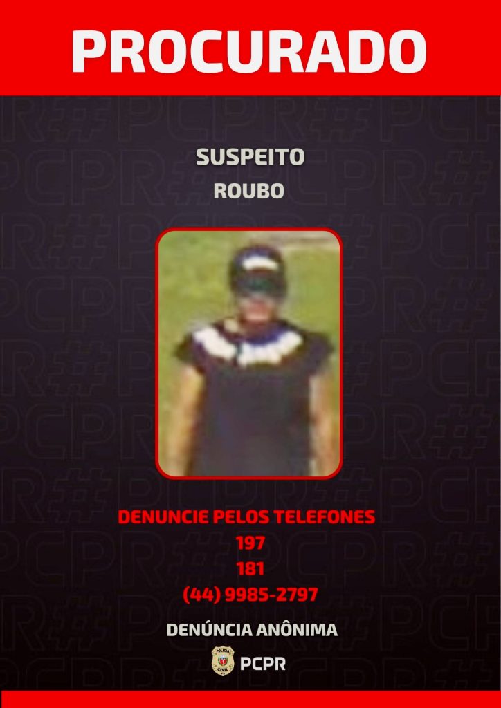 Polícia Civil divulga foto de homem procurado por roubo em Guaratuba