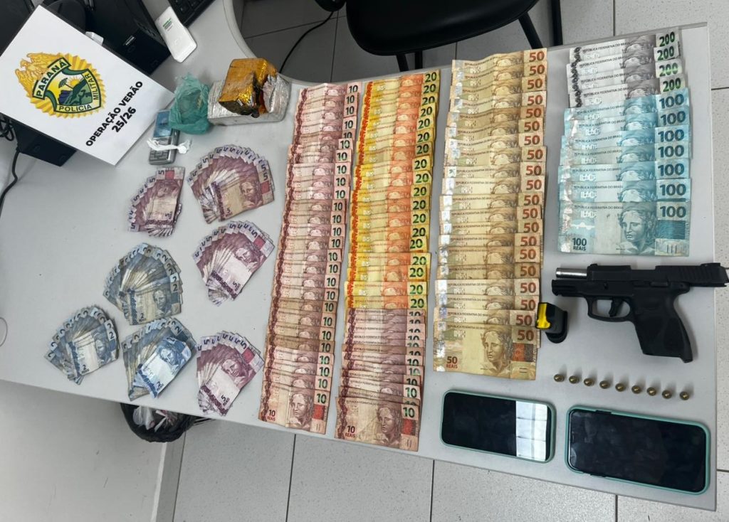 Apreensão de arma e drogas pela Polícia Militar em Paranaguá