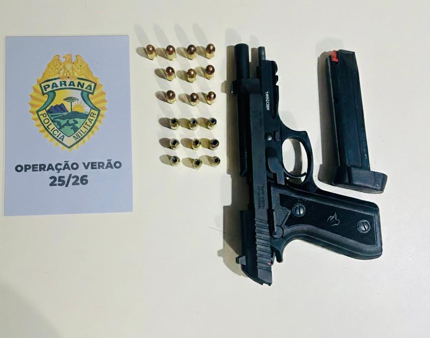 Pistola apreendida pela PM