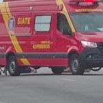 Acidente caminhão e moto