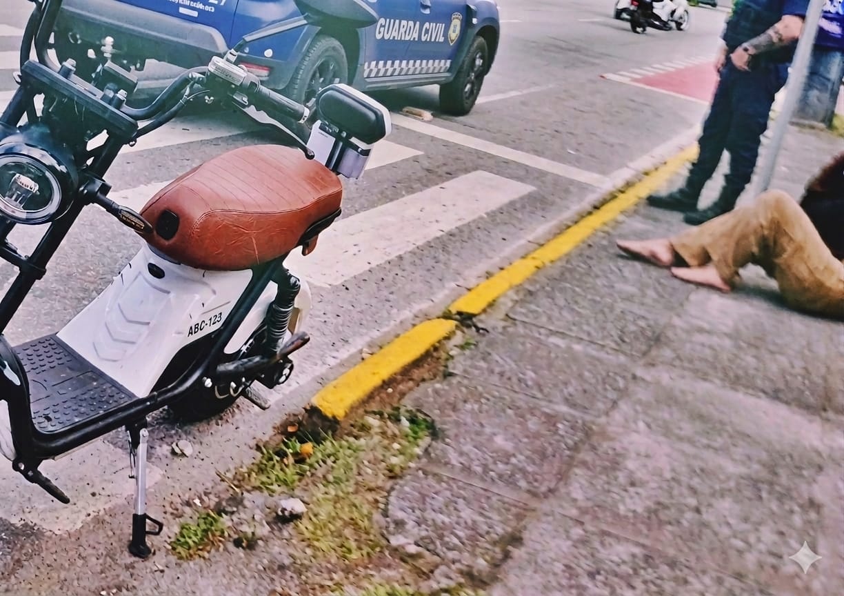 Aidente com bicicleta elétrica em Paranaguá