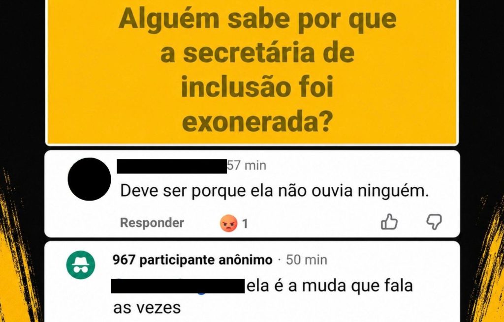 Ex-secretária municipal de Inclusão, Isabelle Dias Meduna denunciou comentários preconceituosos relacionados à sua deficiência auditiva publicados em uma rede social.
