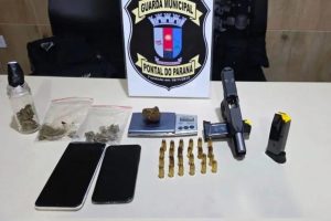 Arma e drogas apreendidas pela Guarda Municipal