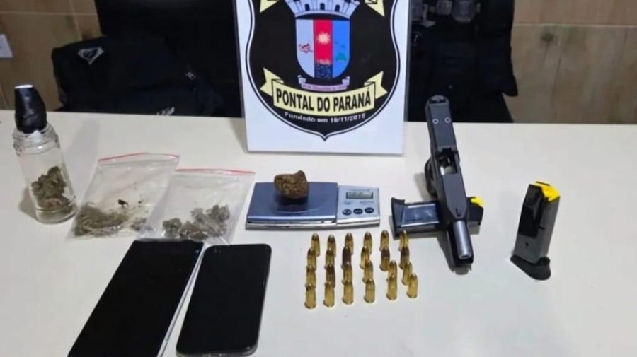 Arma e drogas apreendidas pela Guarda Municipal