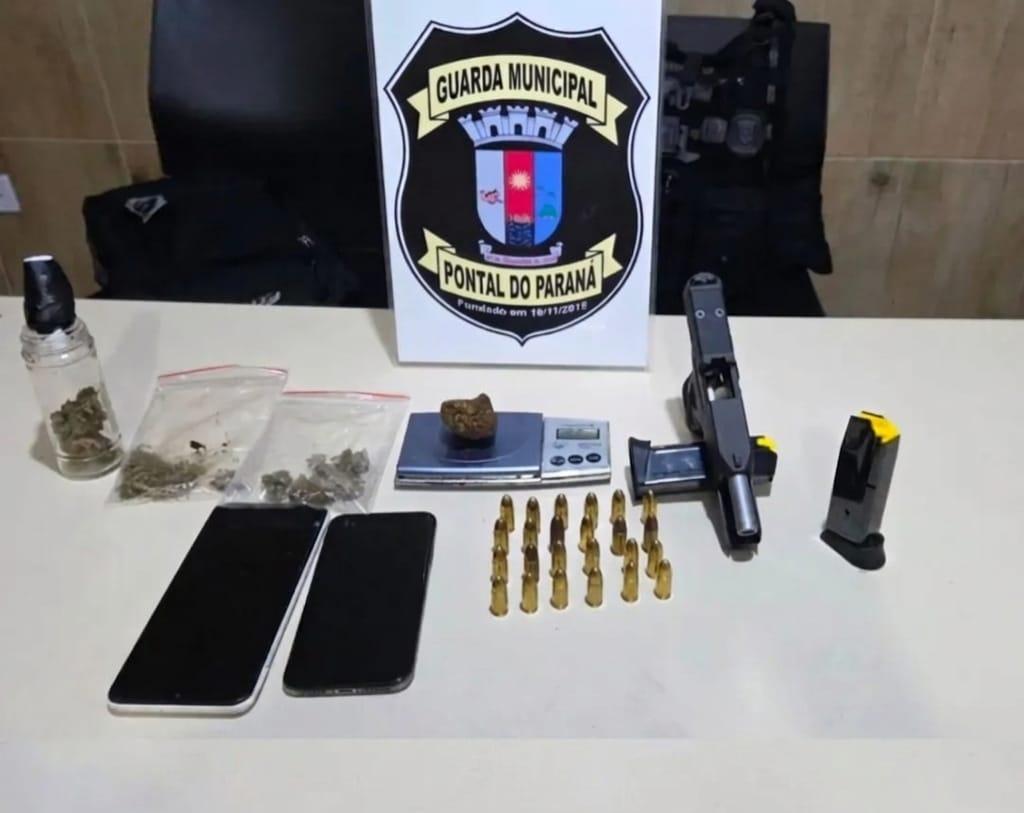 Arma e drogas apreendidas pela Guarda Municipal
